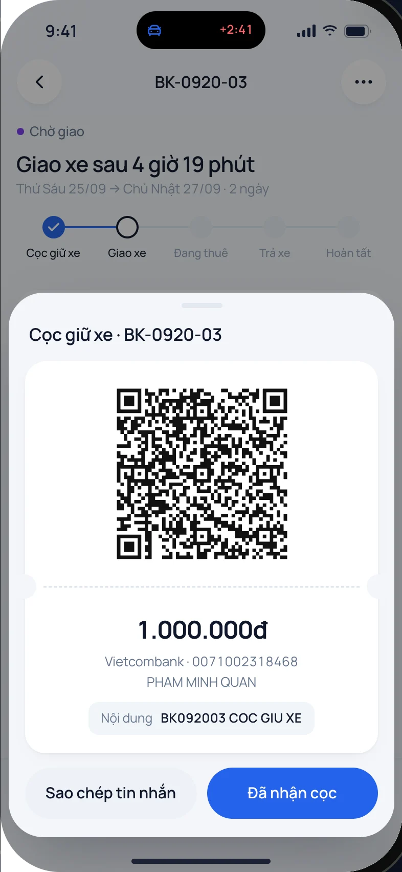 Mã VietQR cọc giữ xe